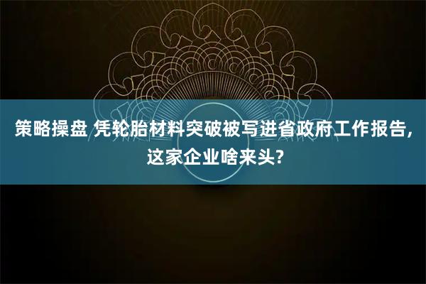 策略操盘 凭轮胎材料突破被写进省政府工作报告, 这家企业啥来头?