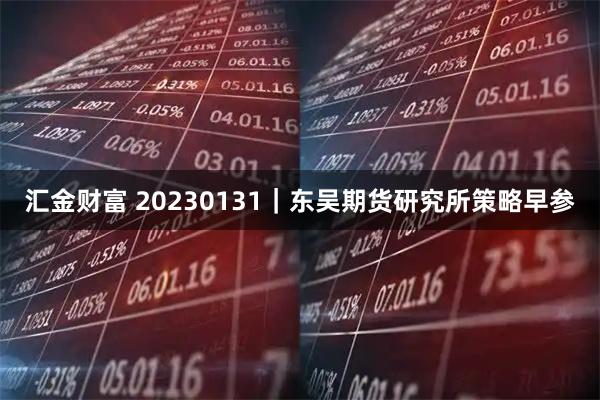 汇金财富 20230131|东吴期货研究所策略早参