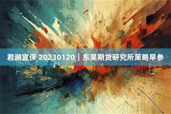 君润宜保 20230120|东吴期货研究所策略早参